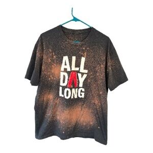 All Day Long Bleach Splatter Graphic T Shirt Mens Large